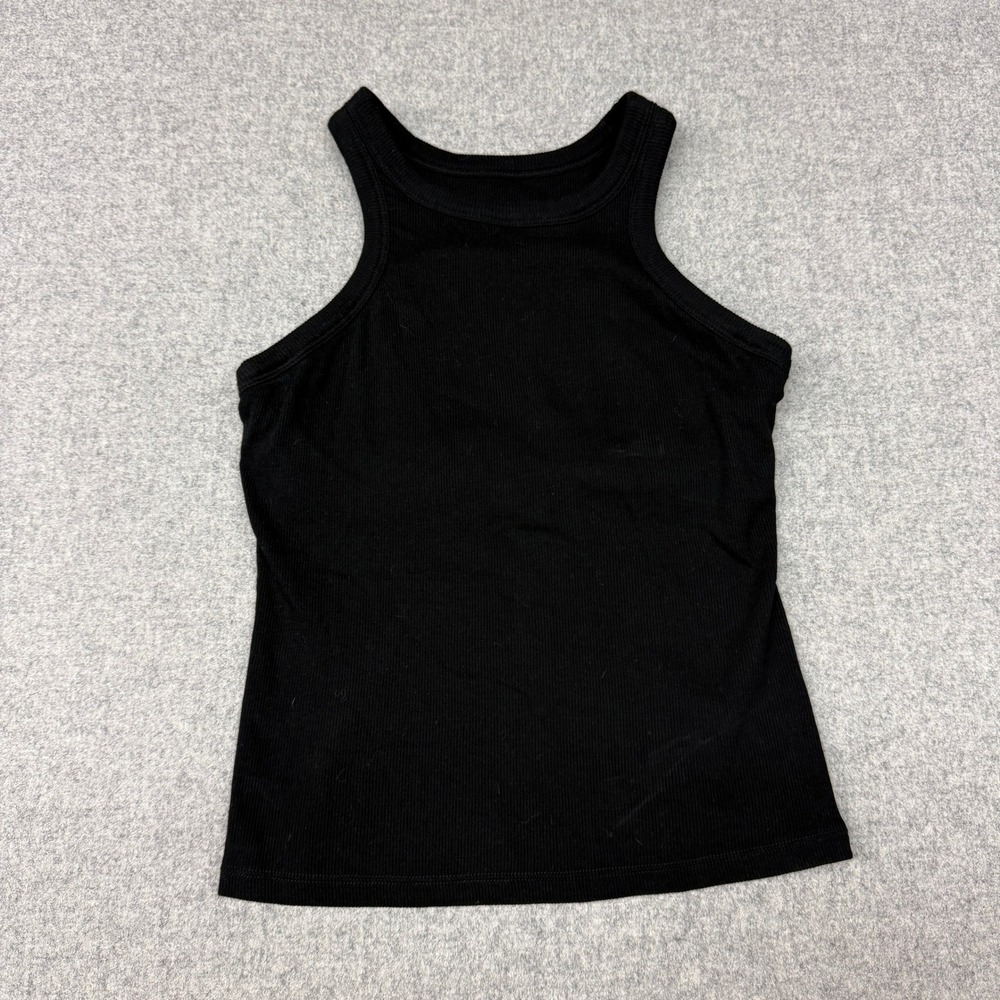Unbranded Ribbed Tank Top Size M Black Racerback Built-in Shelf Bra Sleeveless